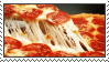 A small stamp featuring a slice of pizza.