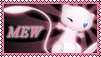 A small stamp reading "MEW" with an image of the pokemon Mew on it.